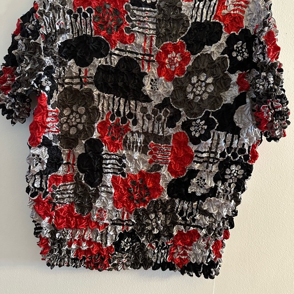 F.C Women's Designer Stretch Short-Sleeve Floral Blouse Top size x large - Picture 6 of 7